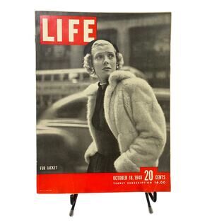 LIFE Magazine October 18 1948 Barbara Wood Fur Jacket Cover Vintage Fashion